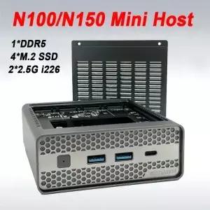 BOX M1S 인텔 N100/N150 미니 PC 윈도우 11 프로 DDR5 4800MHz 4*M.2 SSD RJ45 4K HD 데스크탑 DIY NAS
