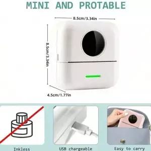 휴대용 미니 프린터 잉크리스 블루투스 스티커 메이커 (롤 용지 포함) 노트 저널 DIY 선물용 임프레소라