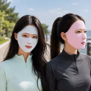 2개 풀페이스 마스크 여름 스포츠 마스크 자외선 차단 얼굴 전면 커버 햇빛가리개