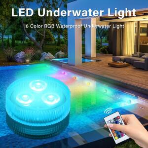 3LED RGB 수중 조명 원격 제어 방수 램프 수영 어항 풀 웨딩 파티 Lightin 방수