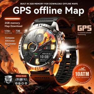2026 새로운 야외 오프라인 지도 GPS 스마트 시계 L1+L2 듀얼 밴드 GPS 나침반 사이클링 런닝 수영 심박수
