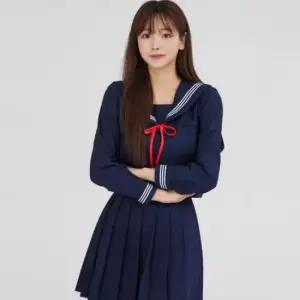 교복몰 네이비 플리츠 세라복 세트 (긴팔) 일본교복