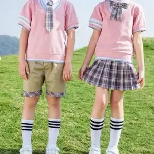 핑크조끼 하복 반팔세트 교복 유치원 어린이집 합창단