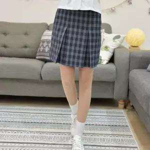 교복몰 프리미엄 그레이 체크 두줄 라인 치마 교복