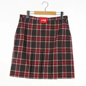 교복몰 앞뒤 3줄 주름 레드그레이 체크 치마 교복치마