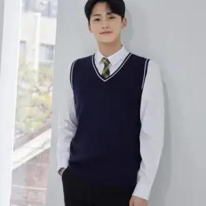 교복몰 보풀방지 네이비화이트라인 롱조끼(남자) 교복