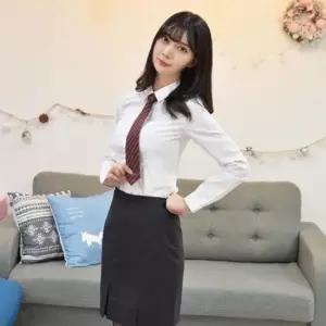 교복몰 (빅사이즈) 프리미엄 여성 교복 핑크라인 셔츠