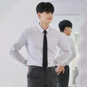 교복몰 프리미엄 남성 화이트 셔츠 (그레이체크) 교복