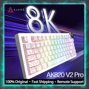 AJAZZ AK820 V2 Pro 무선 기계식 키보드 듀얼 8kHz 폴링 레이트 다믹 RGB 2.4G BT 스마트 탑재