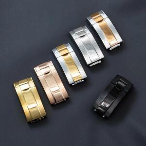 16 18mm 스테인레스 스틸 버클 시계 밴드 글라이드락 클래스프 미세 조정 풀 버튼 버클 실버 접이식 안전