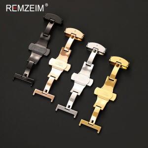 304 스테인레스 스틸 버클 광택 마감 버터플라이 클래스프 16mm 18mm 20mm 22mm 시계줄 버클 손목 밴드 액
