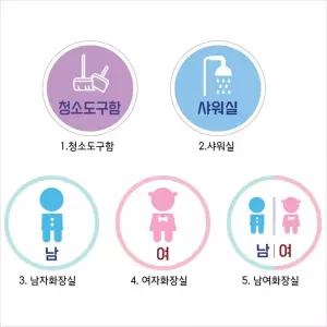유치원 놀이방 물세척가능 문부착 화장실 욕실 표시 스티커 10X10cm 소아과 예방