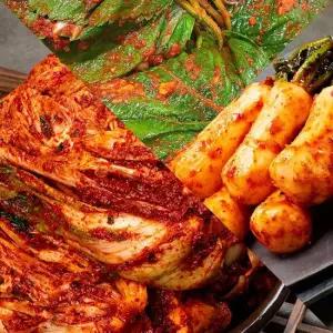 자연락 Fresh 전라도 모든재료 국내산 포기김치혼합세트 포기3kg+총각3kg+깻잎1kg)