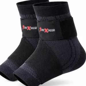 남녀용 FIT-X-PLUS 발목 보호대 - 헬스장 러닝 및 스포츠용 조절식 압박 지지 운동용 스트랩이 있는 통기성
