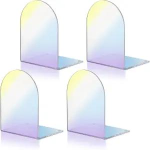 Harloon 4개 아크릴 책꽂이용 끝 플라스틱 아치 투명 스키드 헤비 듀티 데스크톱 정리함 l 디바이더