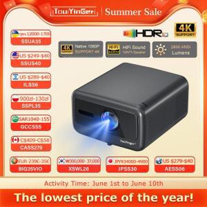 Touyinger Q12W pro 2800ANSI 풀 HD 4K 듀얼 스크린 와이파이 블루투스 스마트 홈 시어터 프로젝터