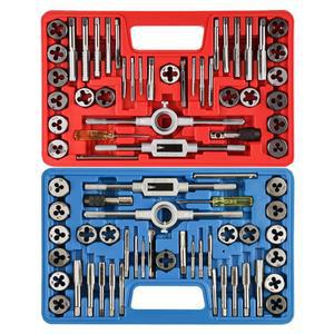 ANFREER 80PCS 탭 및 다이 세트 SAE 메트릭 렌치 표준 M3 ~ M12 거친 미세 재삽입 스레드 비트 외부 내부 절단 NC NF NPT 수리 도구 vTB