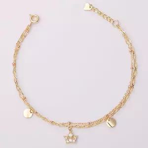 루루왕관 14K gold 로즈골드 두줄 체인 금 팔찌