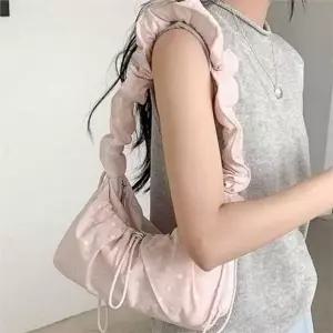 [라일리] Rly 도트 여성 숄더백 셔링 호보백 데일리 가벼운