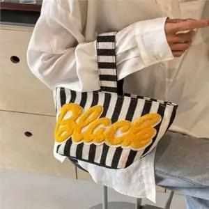 [라일리] Rly 캔버스 여성 토트 백 스트라이프 토트 백 데일리