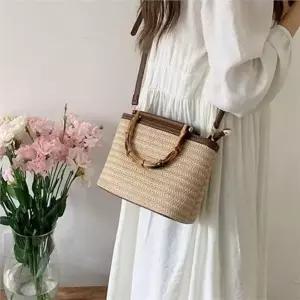 [라일리] Rly 밀짚 토트 백 라탄 여성 토트 백 여름 데일리