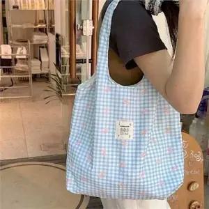 [라일리] Rly 가벼운 패브릭 숄더백 면폴리 패턴 체크 숄더백