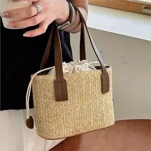 [라일리] Rly 데일리 여성 라탄 가방 스트로 여성 토트 백 핸