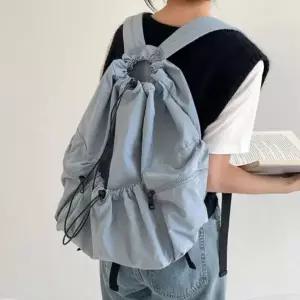 여성 대학생 배낭 가방 복조리 스트링 나일론 포켓 백팩