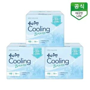 [깨끗한나라]순수한면 생리대 쿨링브리즈 대형 14P x 3팩