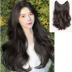 자연스러운 넓은 웨이브 부분 가발 똑딱이 1P 원터치 볼륨 긴머리