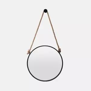 TBZ 스트랩 빈티지 인테리어 벽거울(60cm) (블랙)