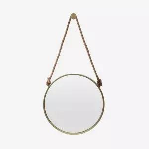 TBZ 스트랩 빈티지 인테리어 벽거울(60cm) (골드)
