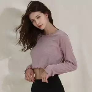 스포츠 긴팔티 폴댄스 요가 가벼운 소재 크롭 기장