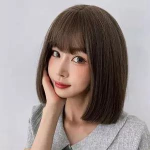 올리브브라운 여자 일자컷 중단발 통가발 단발머리 랍슨유통