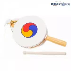 [하프클럽/]흰색북 태극문양 나무손잡이 비닐악기 소고 장구 타악기 교육용