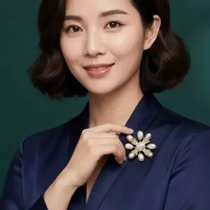 BS 노블가든 핑크 캣츠아이 사이모페인 금록석 담수진주 브로치