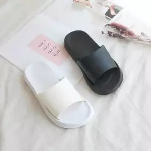 블랙 화이트 슬리퍼 심플 무지 사무실 교실 실내화 생선슬리퍼 통굽쪼리 (W61022D)