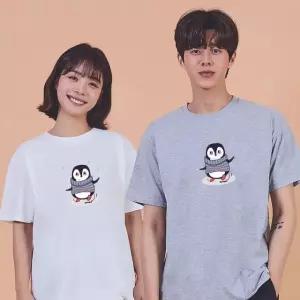 키밍 펭귄 오버핏티 여성오버핏반팔티 20대남자반팔티 그래픽반팔티 (W68F1DA)