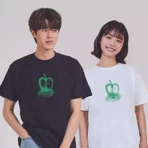 키밍 스케치 사과 캐쥬얼반팔티 청소년옷 고급티셔츠 그래픽반팔티 단체반팔티 (W68F1E6)