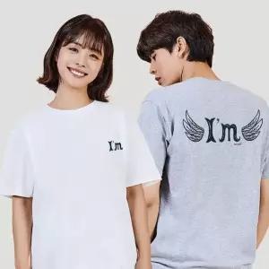 키밍 아임 날개 흰셔츠 남자그래픽반팔티 단체반팔티 반팔면티 남자면티 (W6987D5)