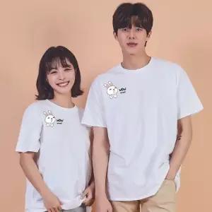 키밍 WOW 토끼 여자셔츠 하얀색반팔티 20대커플티 그래픽반팔티 (W68F1CB)