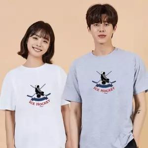 키밍 아이스하키 남성반팔오버핏 스포츠티 그래픽반팔티 단체반팔티 (W692CBE)