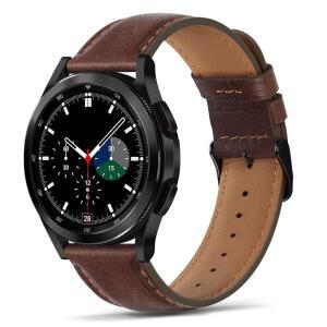 삼성 갤럭시 워치 47mm 7/6/5/4 밴드 /Watch 6 클래식 43mm 5 프로 밴드, 4 클래식용 정품 가죽 스트랩 3, 다크 브라운