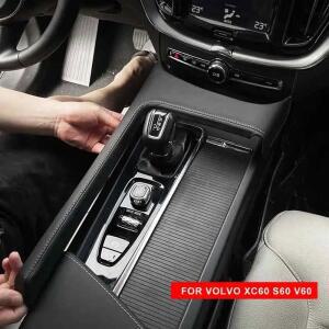볼보 XC60 2018-2025/S60 V60 2020-2025 센터 콘솔 기어 변속 패널 가죽 장식 프레임 자동차 액세서리