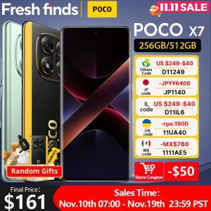POCO X7 글로벌 버전 스마트폰, 디멘시티 7300-울트라 6.67 인치, 1.5K AMOLED 커브드 디스플레이, 45W 터