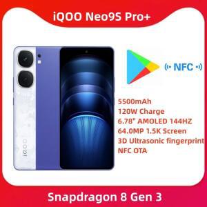 IQOO 네오 9S 프로 플러스 5G NFC 스냅드래곤 8, 3 세대 6.78 인치 144Hz AMOLED 스크린, 50MP OIS 카메라,