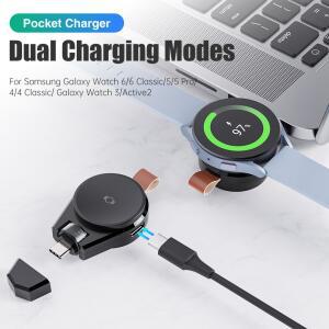 무선 자기 충전 도크 휴대용 USB C 워치 충 케이블 호환용 삼성 갤럭시 워치 8/7에 대한 무선 스마트 워치