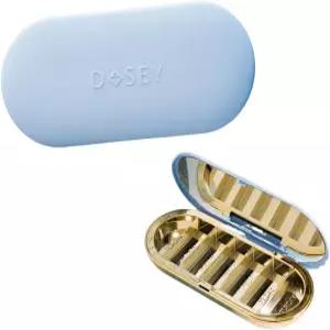 Dosey 컴팩트 여행용 알약 정리함 의약품 보관 및 보호를 위한 7개의 구획이 있는 케이스 스타일리시하고