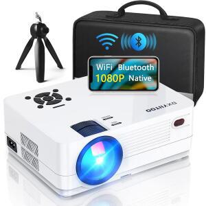 WiFi 및 양방향 블루투스를 지원하는 기본 1080P 프로젝터, 야외 영화용 풀 HD 영화 프로젝터, 300인치 디스플레이 프로젝터 4K 홈 시어터, iOS / Android / PC / XBox / PS4 / TV Stick / HDMI / USB와 호환 가능