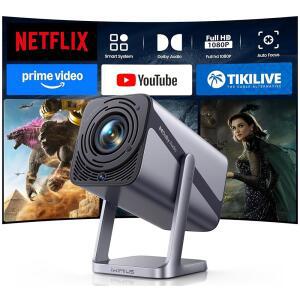 [내장 앱 및 4K 지원 및 자동 초점] - WiFi 6 및 양방향 블루투스, 돌비 오디오/자동 키스톤/줌, 360 조절 가능 스탠드, iWMIUS 미니 휴대용 야외 프로젝터 w/HDMI ARC 포함 스마트 프로젝터
